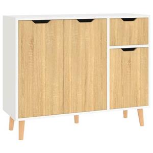 VidaXL Dressoir 90x30x72 spaanplaat wit en sonoma eikenkleurig
