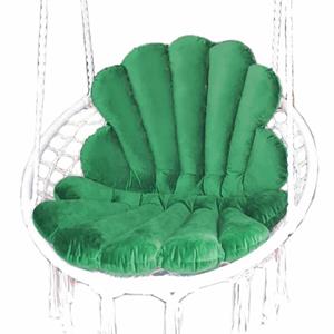 Lovegifts Handgemaakte hangstoelkussen schelp / shell vorm van CLEANABOO stof Velvet Groen
