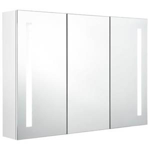 vidaXL Badkamerkast met spiegel en LED 89x14x62 cm glanzend wit