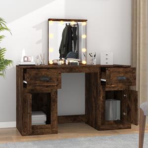 Vidaxl Schminktisch Mit Led-leuchten Räuchereiche 130x50x132,5 Cm
