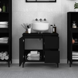 Vidaxl Badschrank Schwarz 65x33x60 Cm Holzwerkstoff