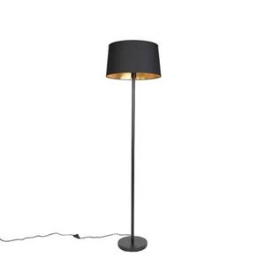Qazqa Moderne Vloerlamp Zwart Met Zwarte Kap 45 Cm - Simplo
