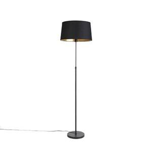 Qazqa Vloerlamp Zwart Met Zwarte Kap 45 Cm Verstelbaar - Parte