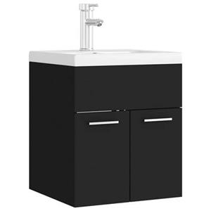 VIDAXL Waschbeckenunterschrank Mit Einbaubecken Schwarz Spanplatte
