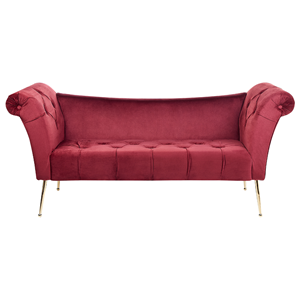 BELIANI Chaise longue fluweel donkerrood NANTILLY