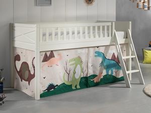 Mobistoxx Bed SCOTY halfhoogslaper 90x200 cm witte pijnboom tent Dinosaurus