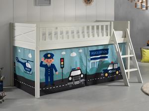 Mobistoxx Bed SCOTY halfhoogslaper 90x200 cm witte pijnboom tent Politie