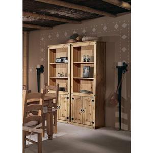 Schrank 81 x 38 x 177 cm aus massivem Kiefernholz Natur 2 TÃ¼rig mit 3 FÃ¤chern