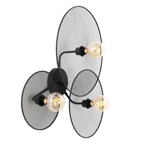 QAZQA Design wandlamp zwart met mesh 3-lichts - Jane