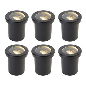QAZQA 6er Set Outdoor Bodenstrahler schwarz einstellbar IP65 - Delux