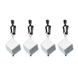 4x stuks tafelkleedgewichtjes zilveren vierkanten/blokken 3.5 cm -