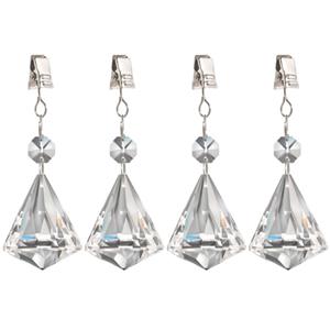 Patifix 4x stuks tafelkleedgewichtjes kristallen diamant glas -