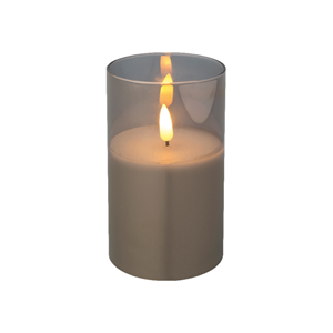 Lumineo LED Kaars In Glas Dia7.5cm X 12.5cm Warm Wit Met Timer