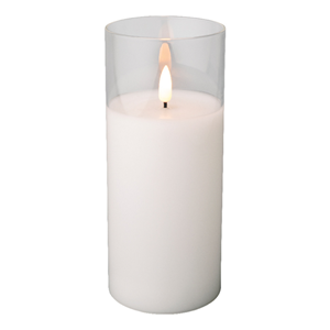 Enzo LED flakkerkaars in glas 7,5x17,5cm wit - 5509670