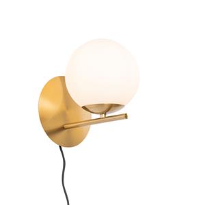 Qazqa Art Deco Wandlamp Goud En Opaal Glas - Flore