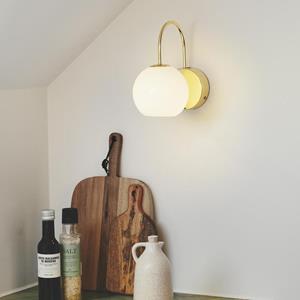 Kleine wandlamp messing & opaalglas met schakelaar en E14 fitting Nordlux Franca