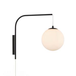 Markslöjd Wandlamp Dione met stekker, zwart/wit