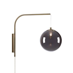 Markslöjd Wandlamp Dione met stekker, messing/rookgrijs