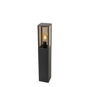 Qazqa Staande Buitenlamp Zwart Met Smoke 80 Cm Ip44 - Charlois