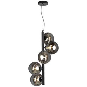 Luce ambiente Design Pendelleuchte Neptun in Schwarz-transparent und Schwarz G9 5-flammig