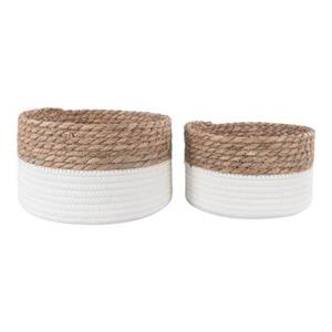 Hioshop Tanta mand Ã22|25cm set van 2 wit,naturel.