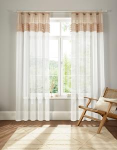 Home affaire Gardine "Gander", (2 St.), halbtransparent, mit farbiger Faltenblende, pflegeleicht