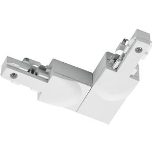 BES LED Spanningsrail Doorverbinder - Trion Dual - Hoek L Connector - Aarde Binnen - 2 Fase - Mat Wit