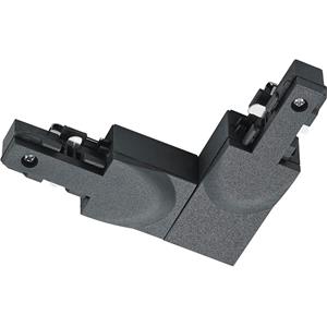 BES LED Spanningsrail Doorverbinder - Trion Dual - Hoek L Connector - Aarde Binnen - 2 Fase - Mat Zwart