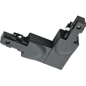 BES LED Spanningsrail Doorverbinder - Trion Dual - Hoek L Connector - Aarde Buiten - 2 Fase - Mat Zwart
