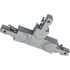 BES LED Spanningsrail Doorverbinder - Trion Dual - T Connector - Aarde Rechts - 2 Fase - Mat Titaan