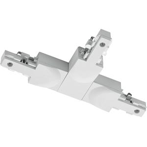 BES LED Spanningsrail Doorverbinder - Trion Dual - T Connector - Aarde Links - 2 Fase - Mat Wit