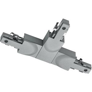 BES LED Spanningsrail Doorverbinder - Trion Dual - T Connector - Aarde Links - 2 Fase - Mat Titaan