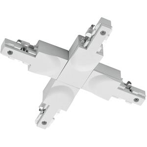 BES LED Spanningsrail Doorverbinder - Trion Dual - X Kruis Connector - 2 Fase - Mat Wit