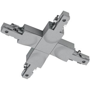 BES LED Spanningsrail Doorverbinder - Trion Dual - X Kruis Connector - 2 Fase - Mat Titaan