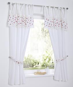 Kutti Vorhang "Lavie", (1 St.), Kurzgardine mit Raffhalter, Baumwolle, blickdicht, Rosen, Spitze