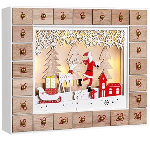 Spielwerk Adventskalender Kerstman Hout LED