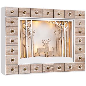 Adventskalender Winterwald Holz LED