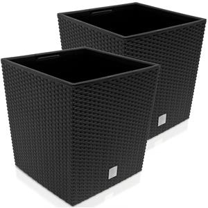 Prosperplast Blumentopf Rato Low 2er-Set Anthrazit 32x32x33cm