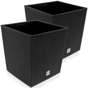 Prosperplast Blumentopf Rato Low 2er-Set Anthrazit 39x39x40,5cm