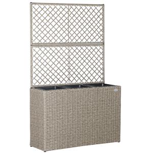 Casaria Polyrattan Blumenkasten mit Rankgitter Creme