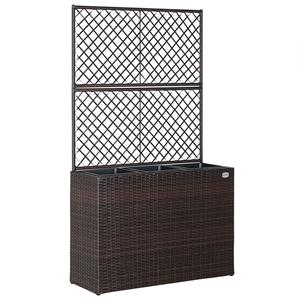 Casaria Polyrattan Blumenkasten mit Rankgitter Braun