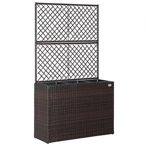 Casaria Polyrattan Bloembak met Latwerk Bruin