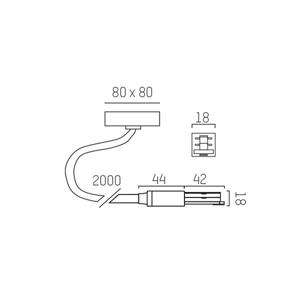 Molto Luce Eindvoeding Volare, kabel 2m, baldakijn, alu
