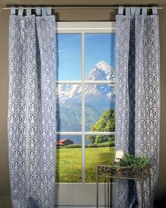 HOSSNER - ART OF HOME DECO Gardine "Blausee", (1 St.), Schlaufenschal mit floralem Muster