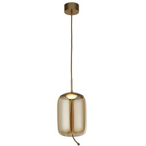 Searchlight Hanglamp Glas Lisbon roodkoper met amber cilinderglas 75132-1AM