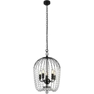 Searchlight Kroonluchter Shower zwart met kristal 30216-5BK