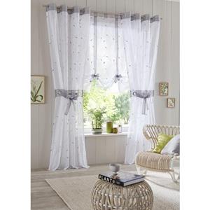 Home affaire Gardine "Jaca", (2 St.), transparent, bestickt, Voile, inkl. Raffhalter