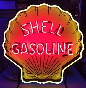 Fiftiesstore Shell Gasoline Neon Met Achterplaat 62 x 62 cm