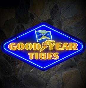 Fiftiesstore Goodyear Tires Neon Verlichting XL In Metalen Behuizing - 152 x 52 cm