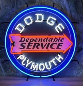 Fiftiesstore Dodge Plymouth Neon Verlichting Met Achterplaat - 60 x 60 cm
